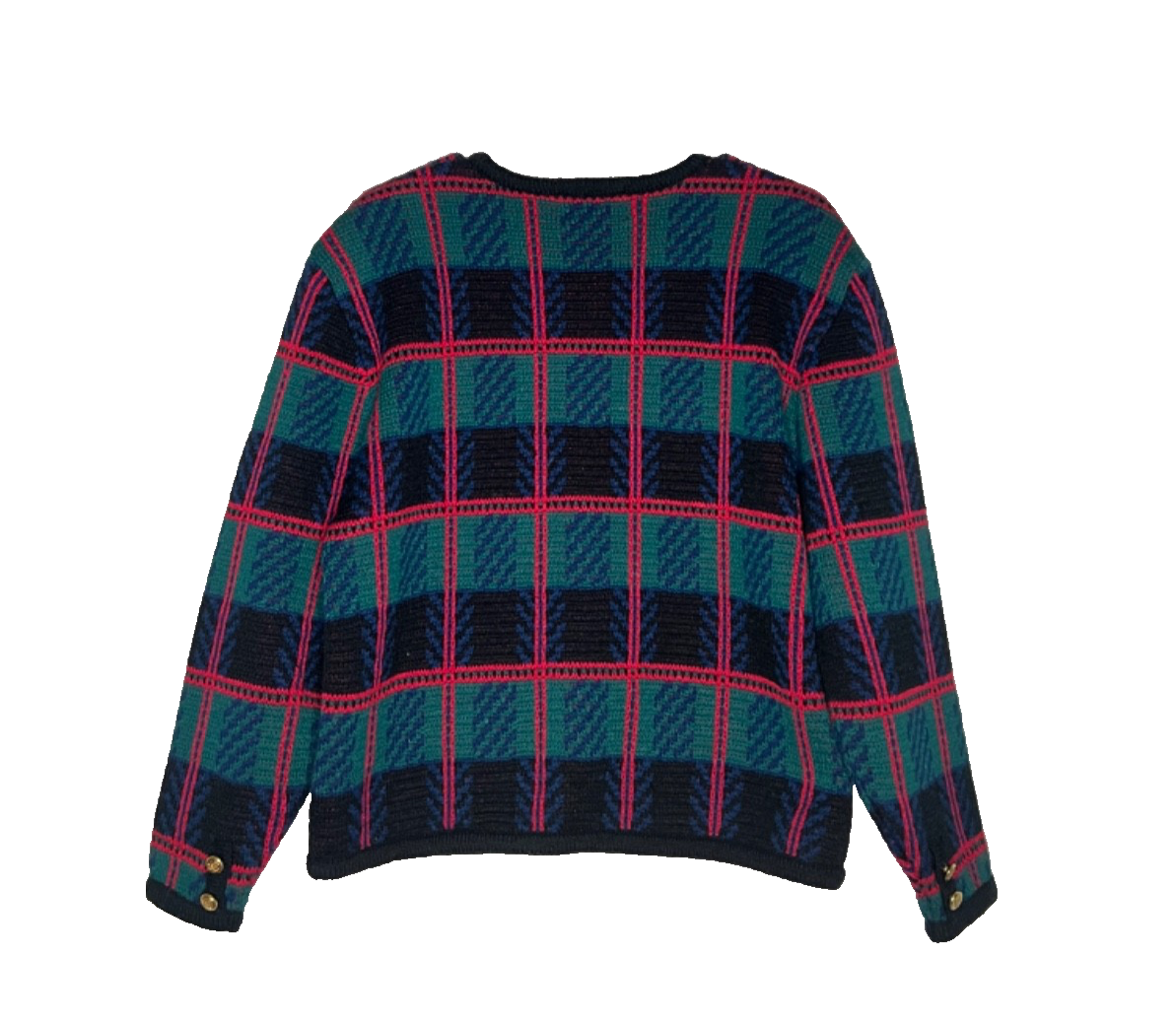 Vintage Tally Ho Creation Pollak Cardigan Sweater LARGE Button Plaid