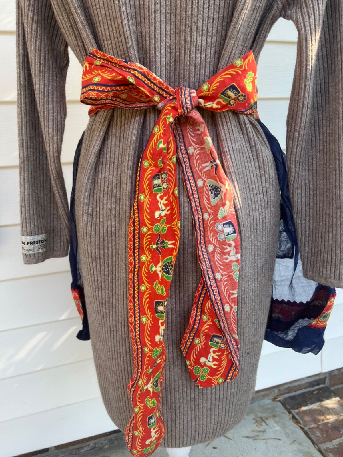 Vintage Scandinavian Blue Organza Tie Back Half Apron, SO pretty!