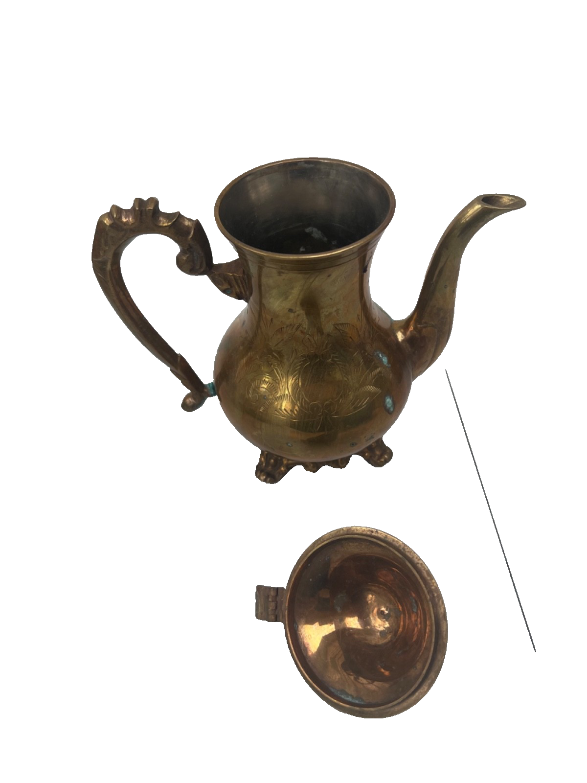 Solid Brass Tea Kettle Ornate Stand Solid Handle