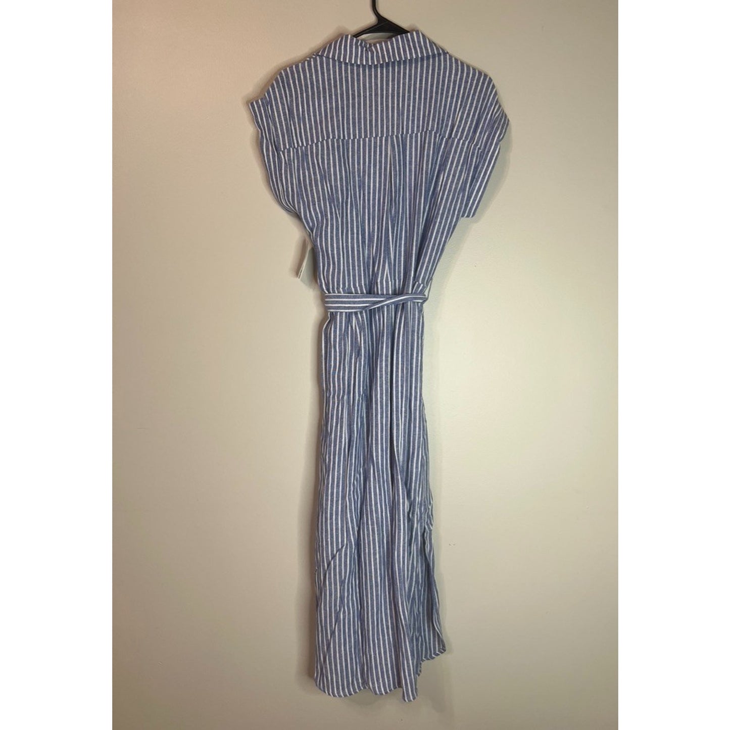 For Cynthia Linen Chambray White Dress M Lagenlook Coastal Luxury Beach Summer