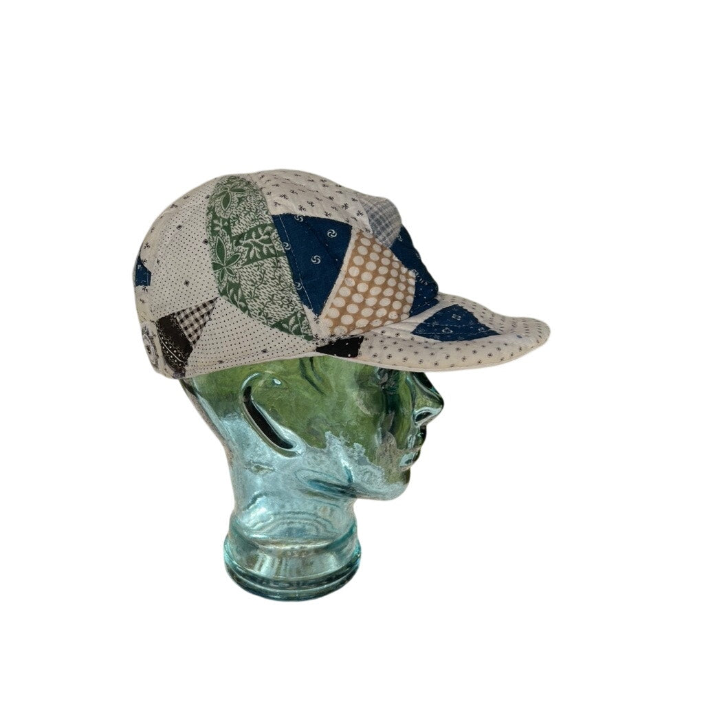 OOAK Vintage Reversible 1910 Indigo Quilt & Irish Linen Snapback Hat