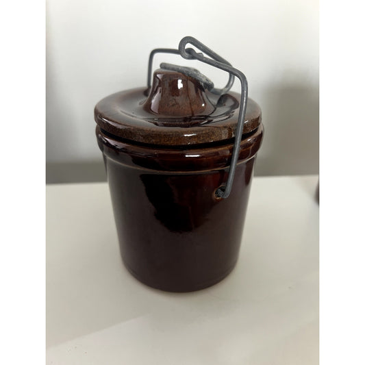 Vintage Stoneware Cheese Butter Crock W/ Locking Lid & Sourdough Starter