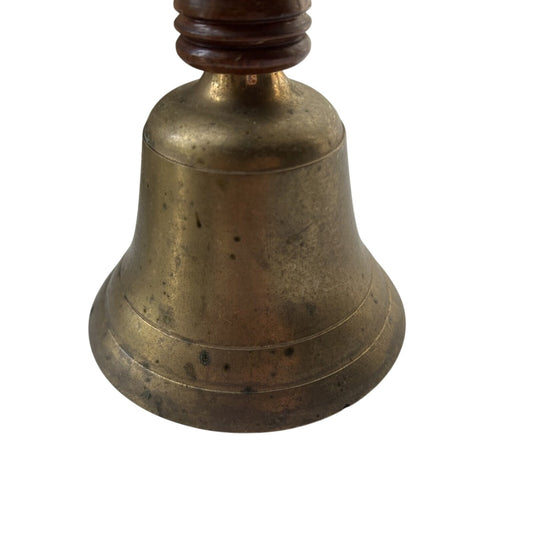 Vintage antique brass bell, brass and wood classic Captain's bell, Nautical wood