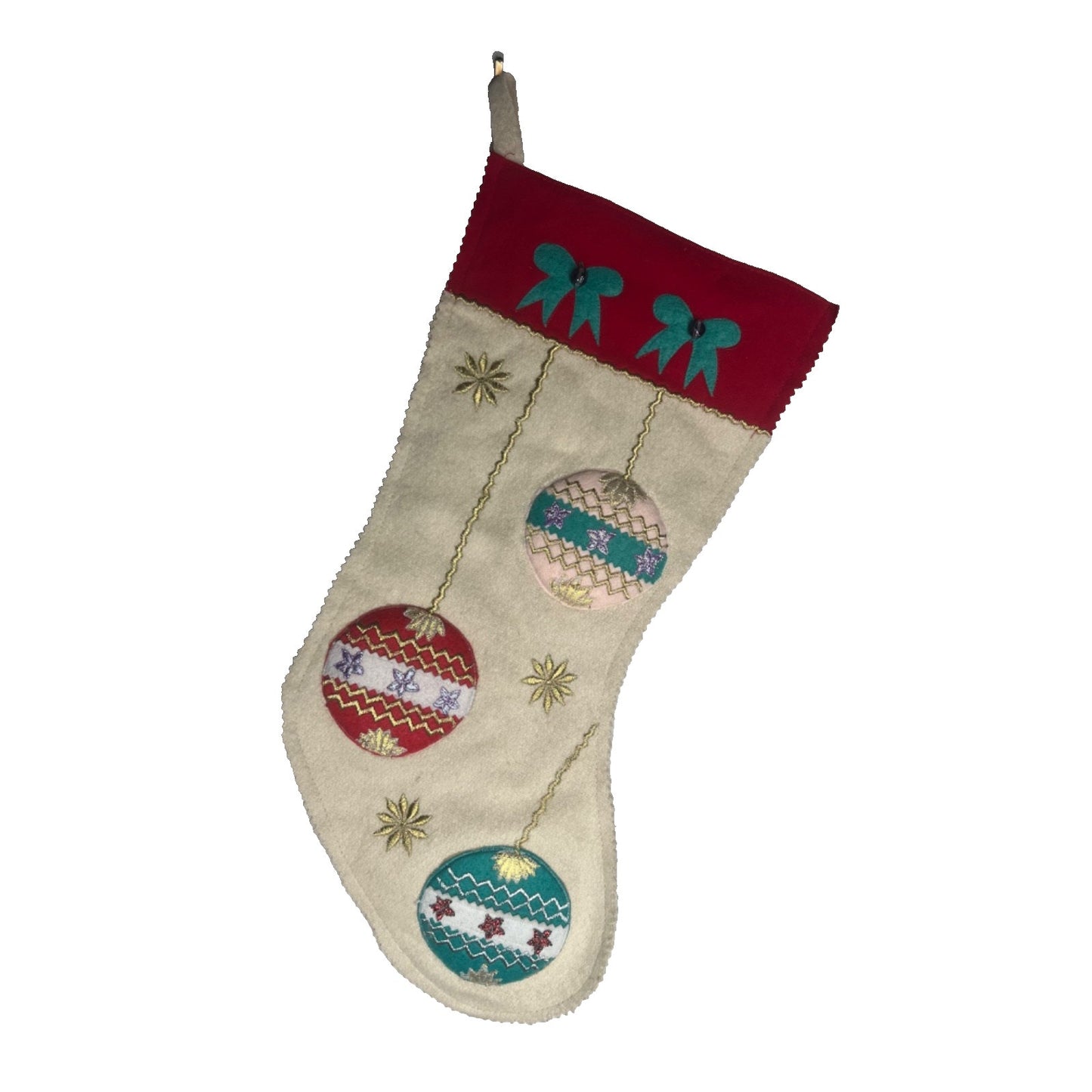 Vintage Bucilla Wool Felt Embroidered Christmas Stocking Ornaments NO NAME