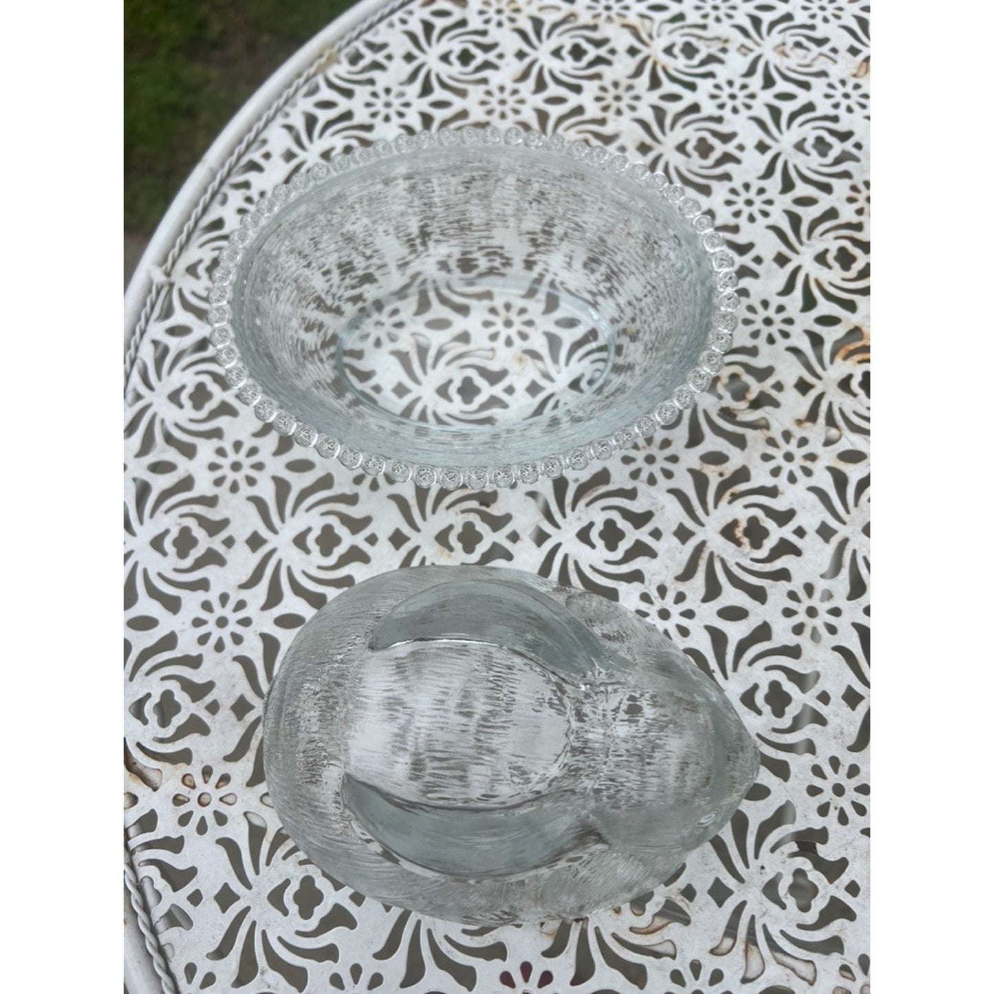Indiana Glass Bunny Rabbit On Nest Candy Dish with Lid