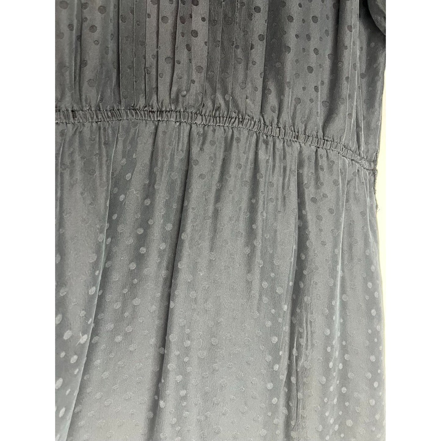 Vintage Size 10 Saks Fifth Avenue Black 100% Silk Polka Dot Dress Button Back