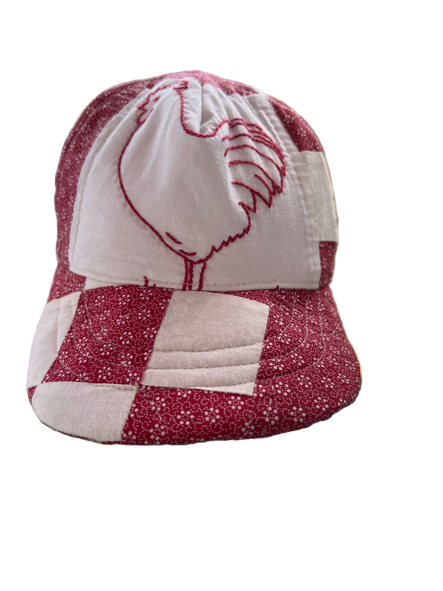 Embroidered Redwork Quilt Hats