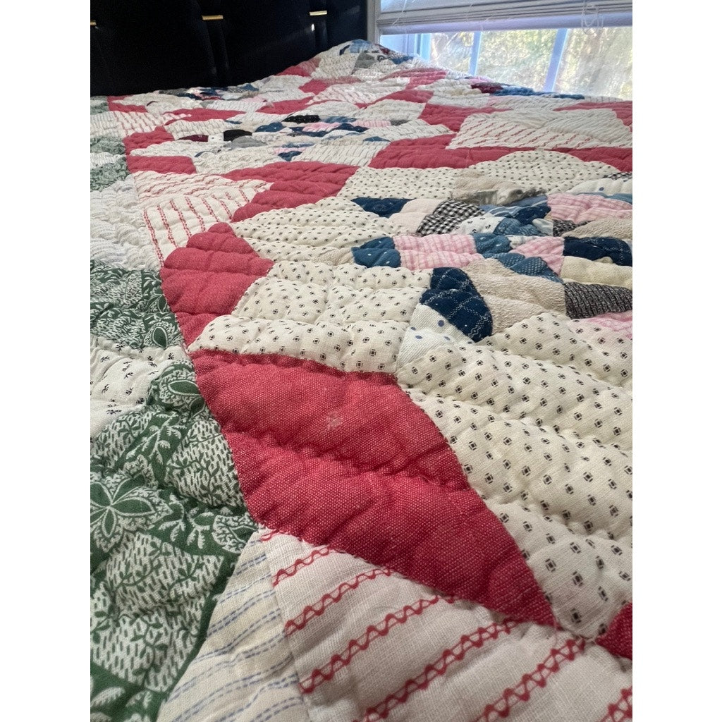 Spectacular 1910 9 Point String Star Quilt Winter Weight