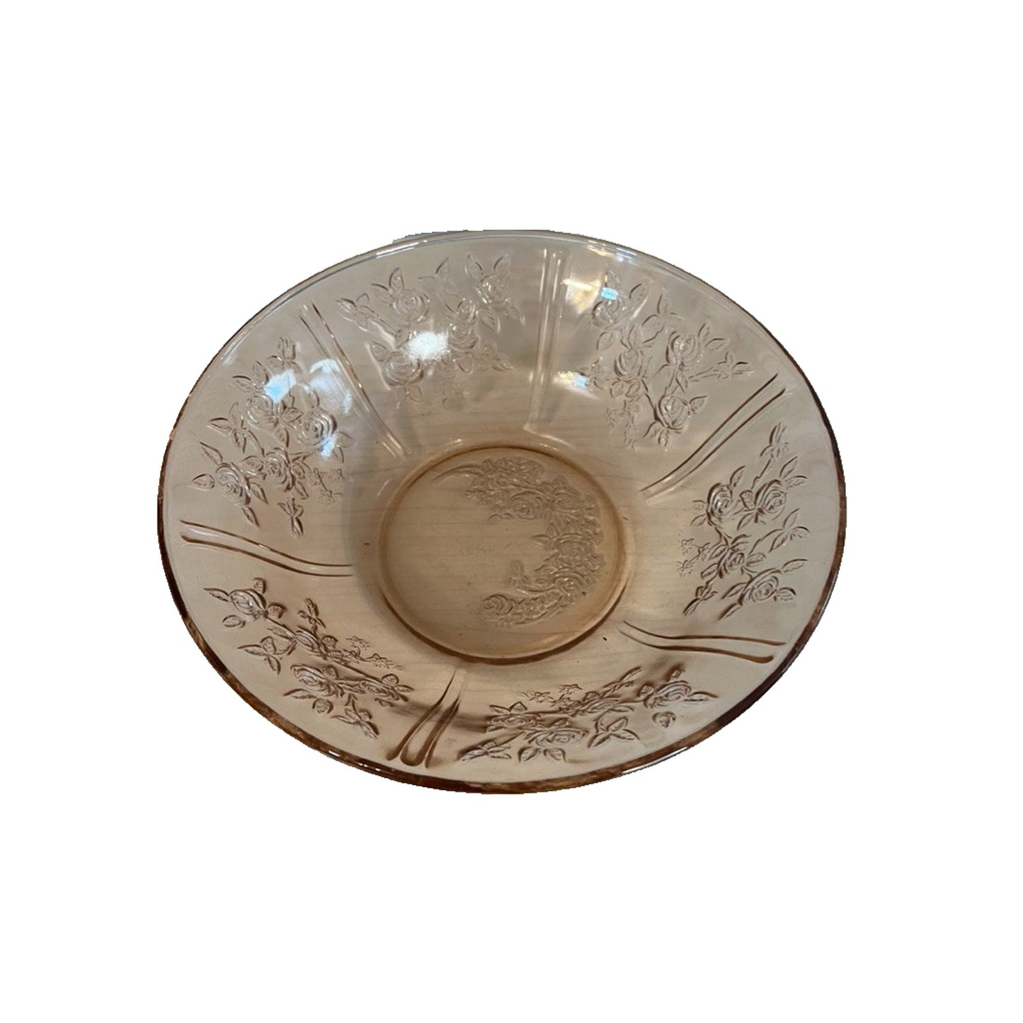 Vintage Sharon “Cabbage Rose” Large Glass Fruit Bowl Federal Glass Co. 1935 USA