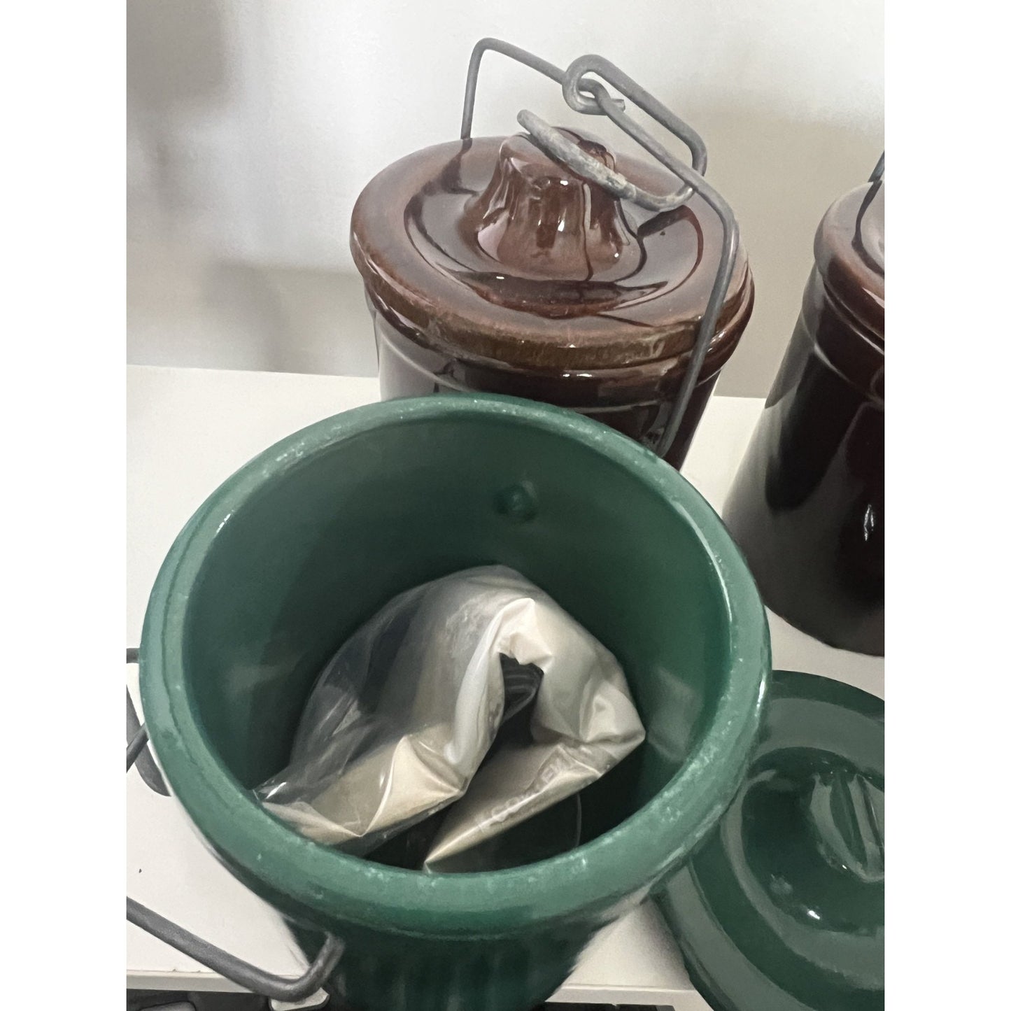 Vintage Stoneware Cheese Butter Crock W/ Locking Lid & Sourdough Starter