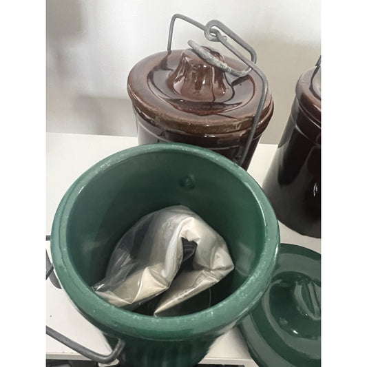 Vintage Stoneware Cheese Butter Crock W/ Locking Lid & Sourdough Starter