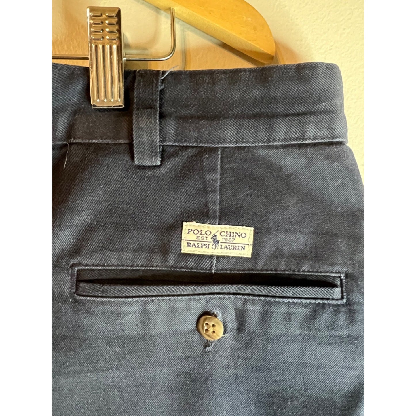 Vintage Polo Ralph Lauren Pleated Chino Twill Blue Andrew Pant Size 42x32 USA