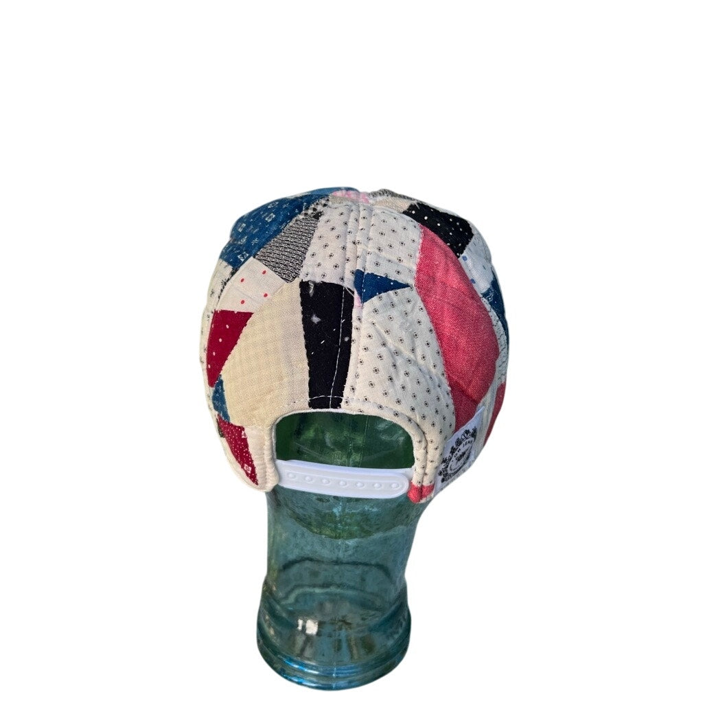 Vintage Reversible 1910 Indigo Quilt & Irish Linen Baseball Hat 3