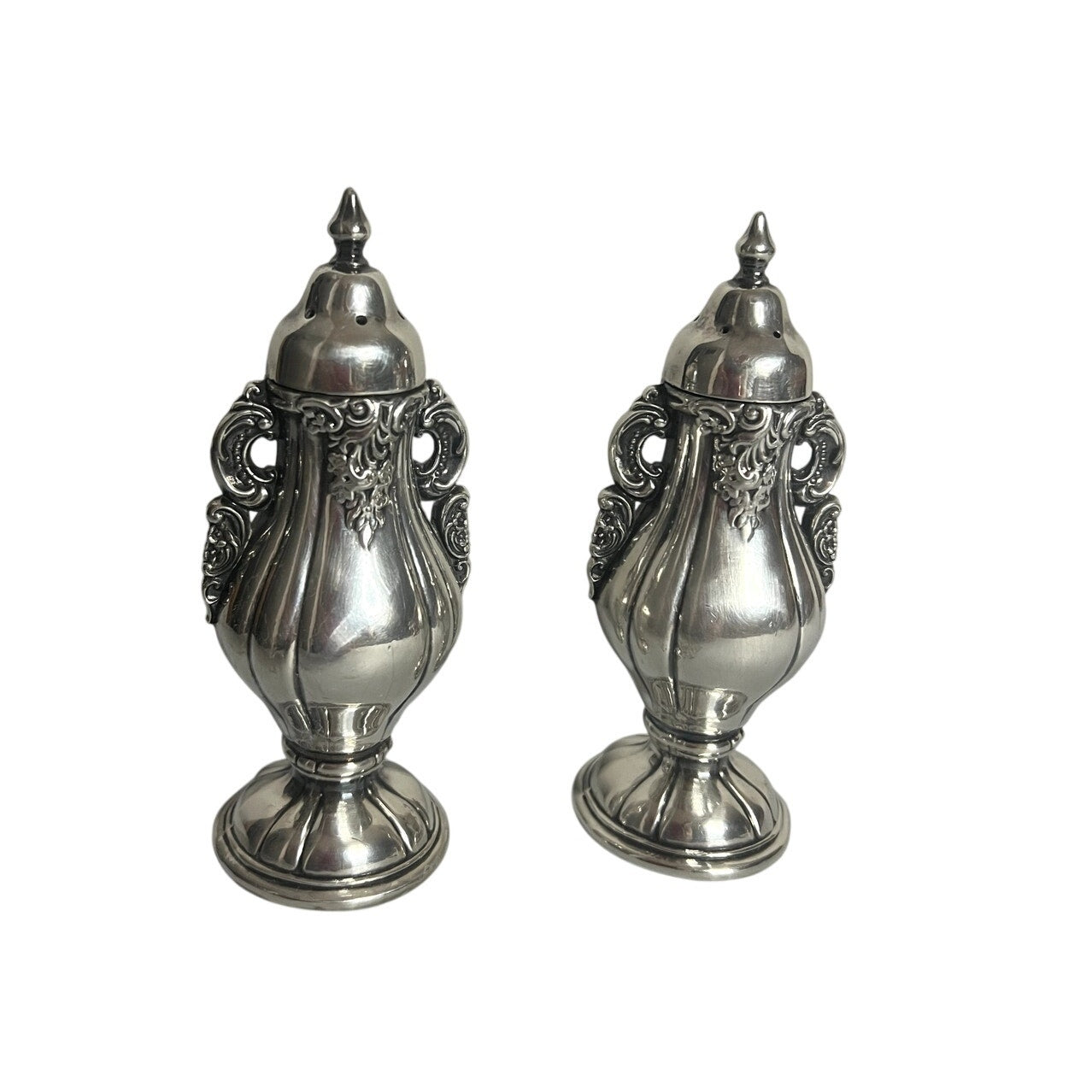 Gorgeous Vintage Wallace Baroque Silver Plated Salt & Pepper Shakers 5"