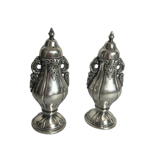 Gorgeous Vintage Wallace Baroque Silver Plated Salt & Pepper Shakers 5"