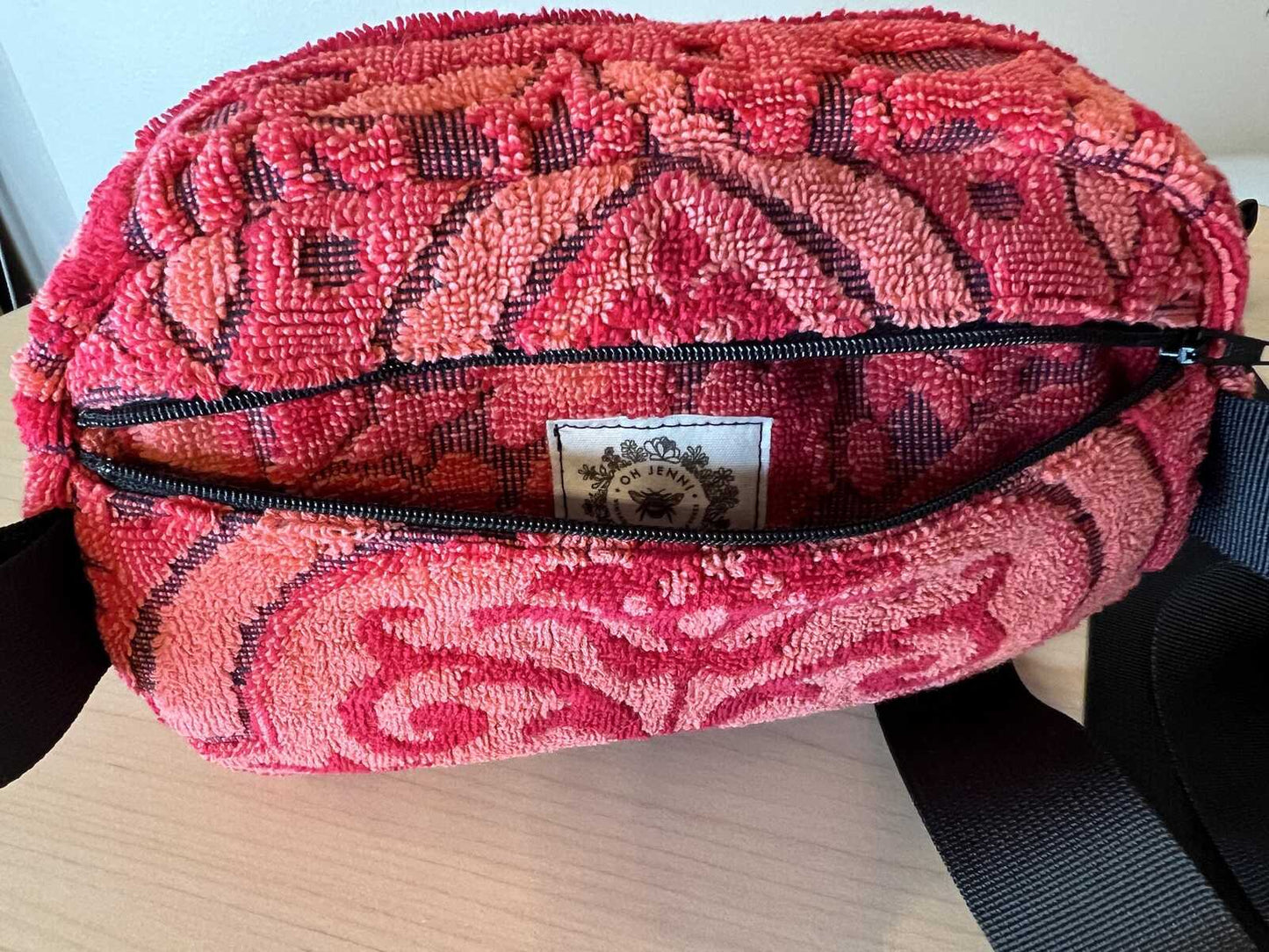 Vintage Red Orange Callaway Towel Crossbody Fanny Pack Bag