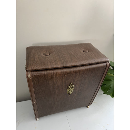 Vintage Pearl-Wick Laundry Hamper Wicker Black Gold MCM Hollywood Regency Retro