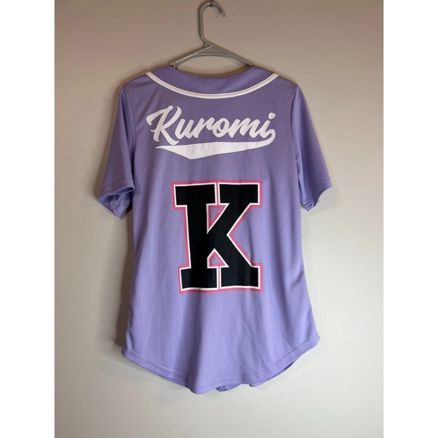 Kuromi Baseball Jersey Sanrio Adult Large Purple Button Down Shirt Lavender