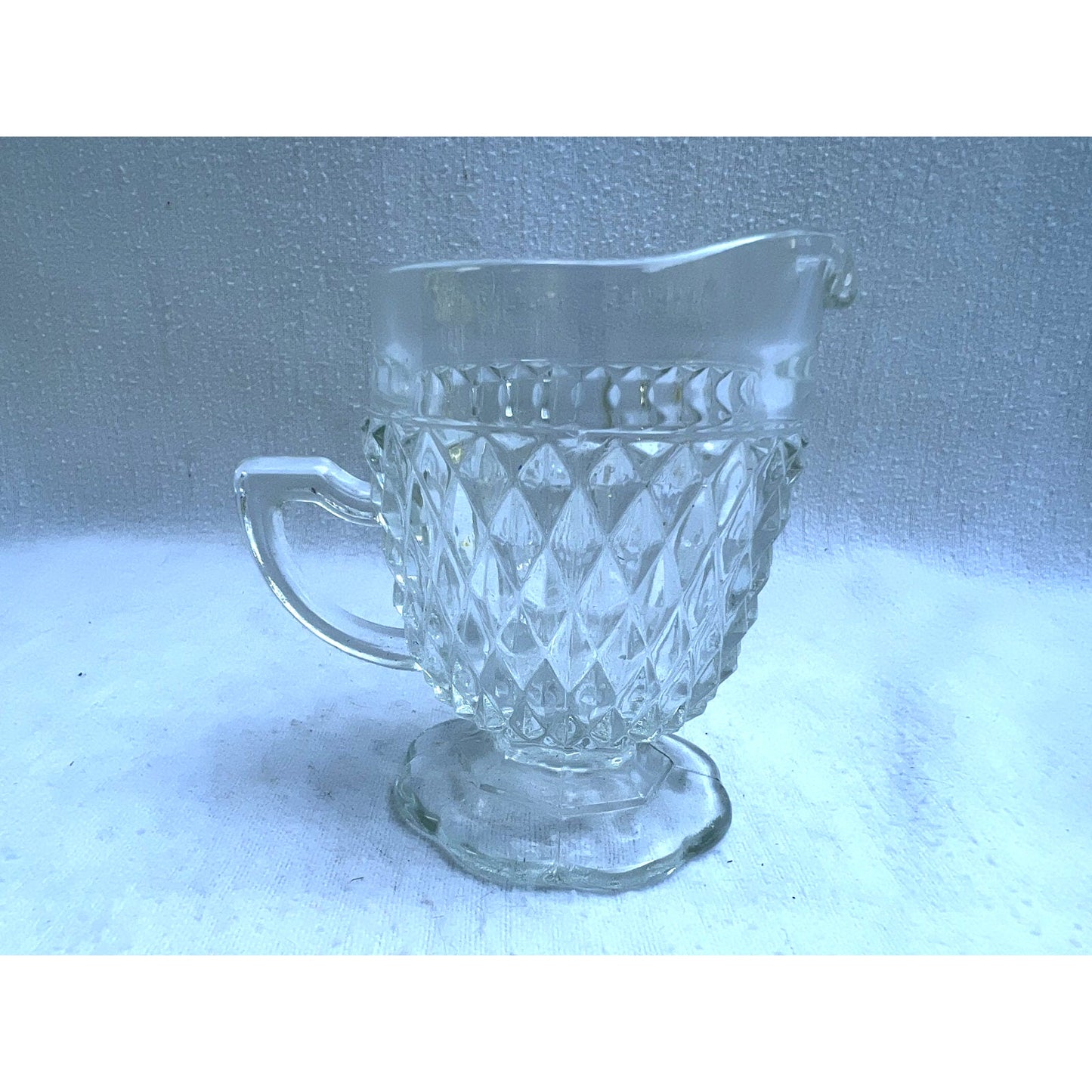 Vintage Indiana Glass Diamond Point 3 pc Sugar & Cream Tray Set w/ Original Box