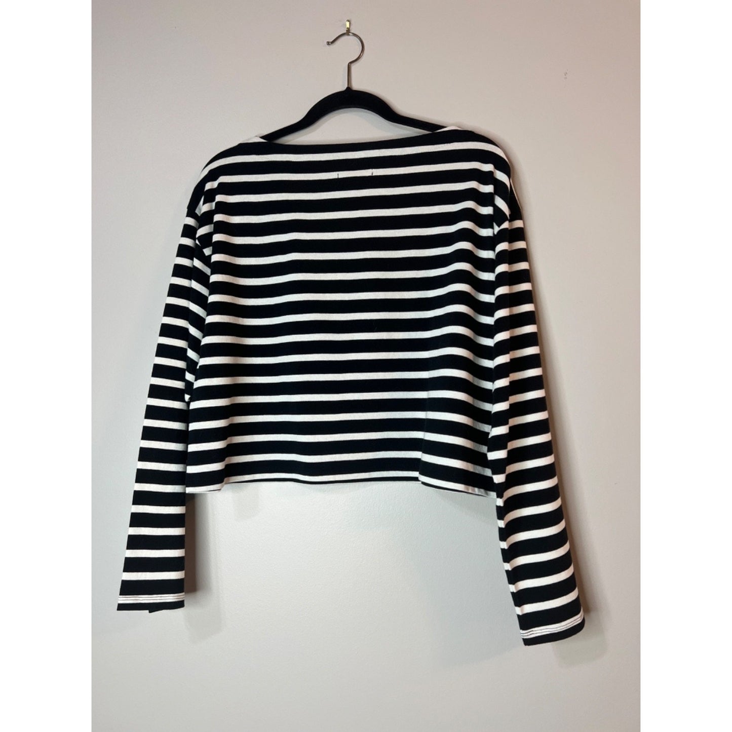 NWT J Crew Cropped blue white boat neck Cotton Long Sleeved Shirt