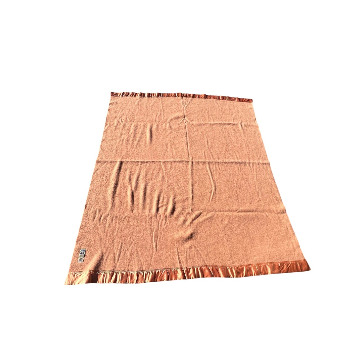 Vintage Kenwood Orange & Yellow Pure Virgin Wool Satin Trim Floraltint Blanket