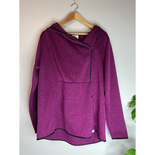 Alpine Design Mulberry Hooded Asymmetrical Zip Fleece Jacket XL