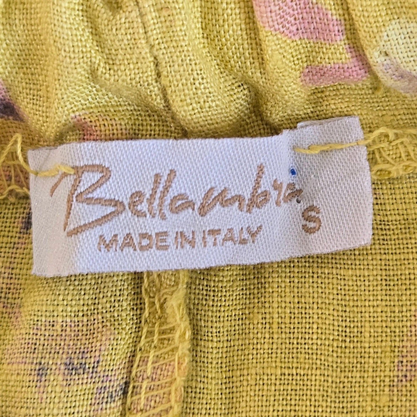 Bellambra Women's Small Floral Yellow 100% Linen Halter Bow Dress