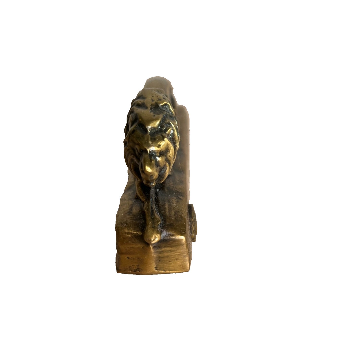 Vintage Heavy Brass Cast Crouching Lion Figurine Paperweight