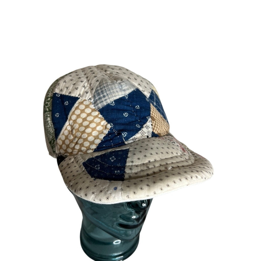 OOAK Vintage Reversible 1910 Indigo Quilt & Irish Linen Snapback Hat