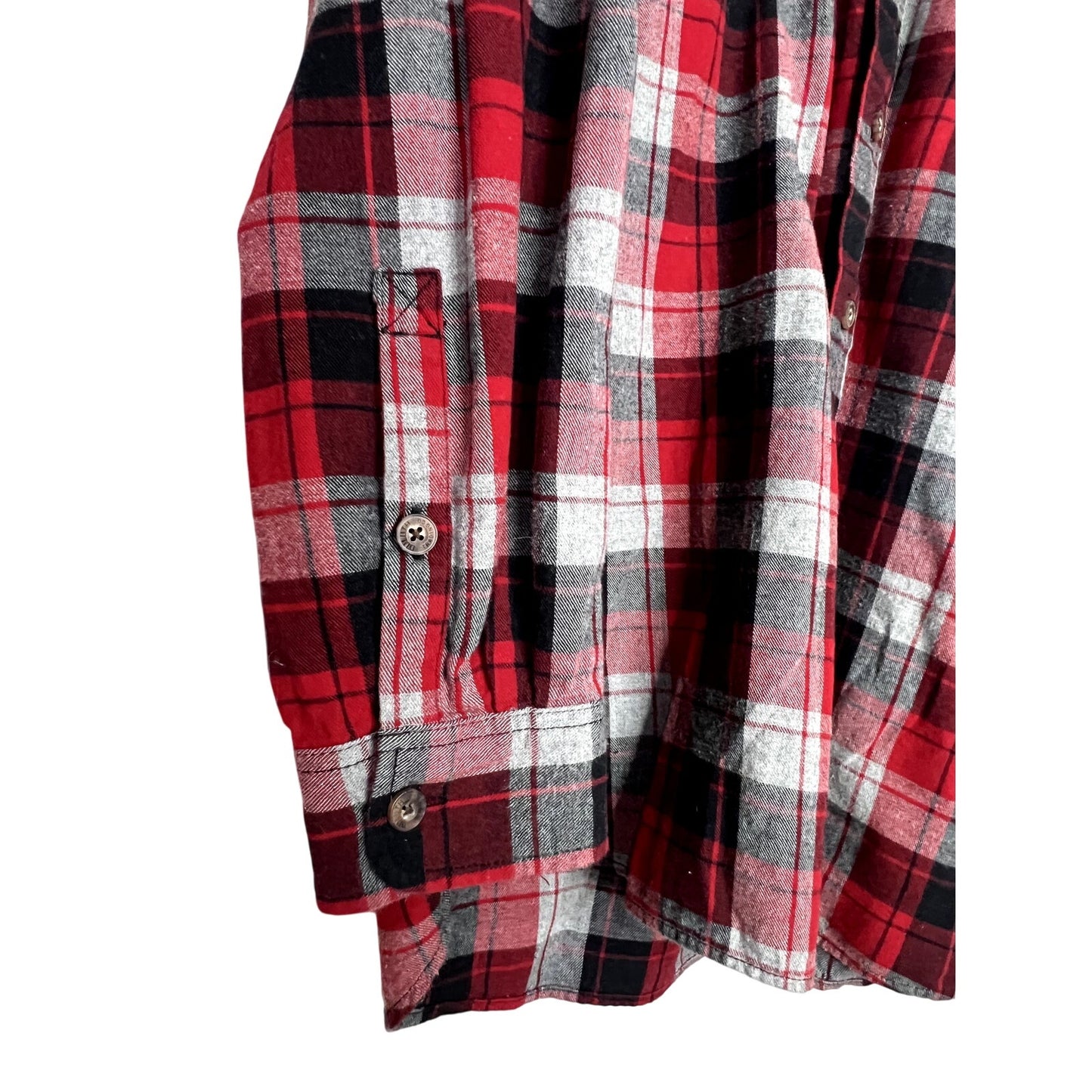 Duluth Trading Shirt Mens XXL Tall Red Black Gray Plaid Button Up Casual Workwear