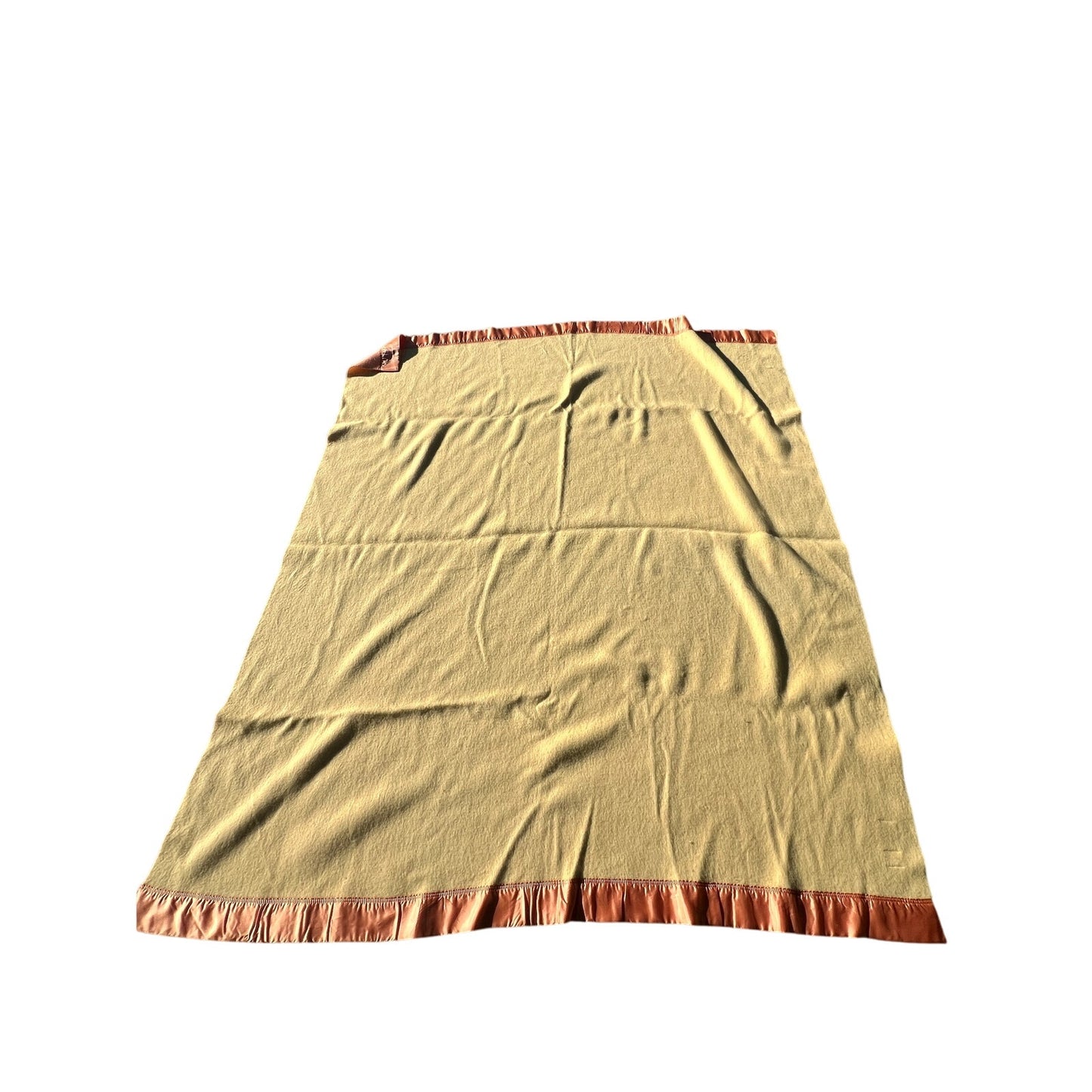 Vintage Kenwood Orange & Yellow Pure Virgin Wool Satin Trim Floraltint Blanket