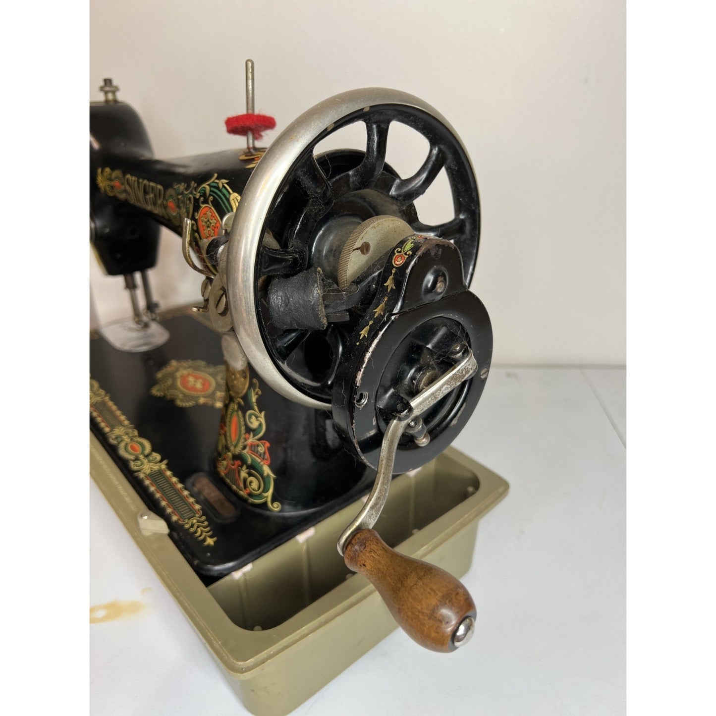 Singer Red Eye Mdl 66 Treadle Sewing Machine Head /Attachments Serviced & Tested