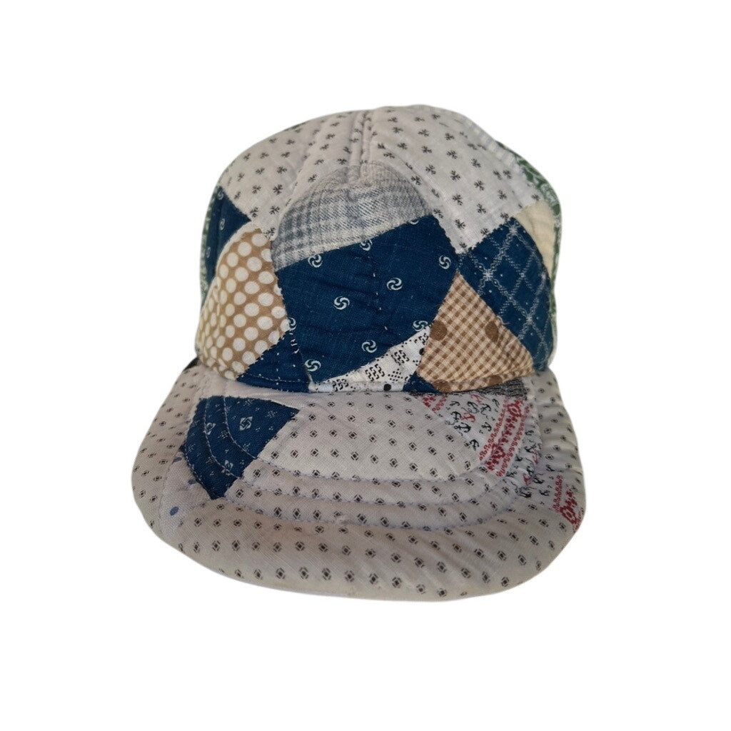 OOAK Vintage Reversible 1910 Indigo Quilt & Irish Linen Snapback Hat