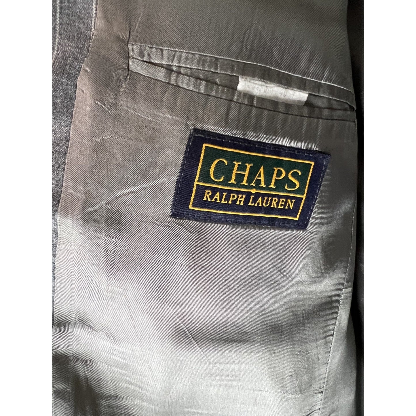 VTG 90s Chaps Ralph Lauren Wool Pinstripe Suit Men 40 T 36x34 Gray