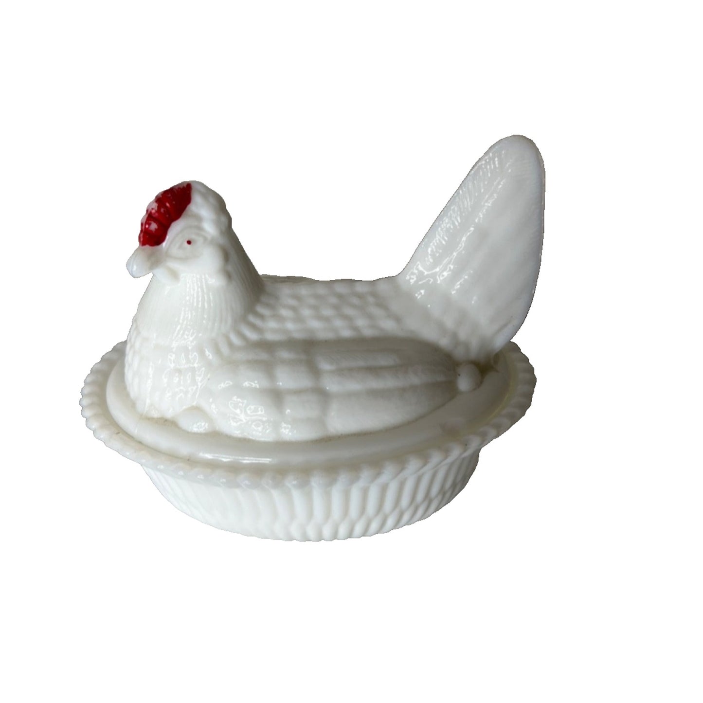 Vintage Westmoreland Milk Glass Hen on Nest Covered Dish 5"