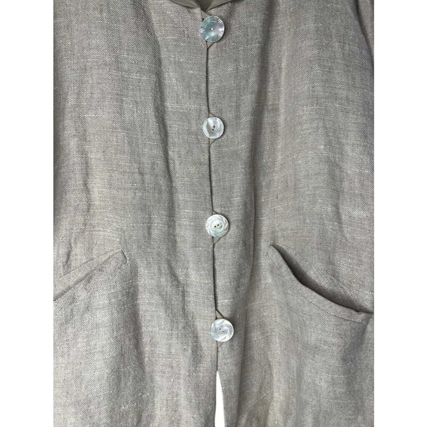 Flax Linen Langenlook Swing Coat w/ Vintage Pearl Buttons Oversized