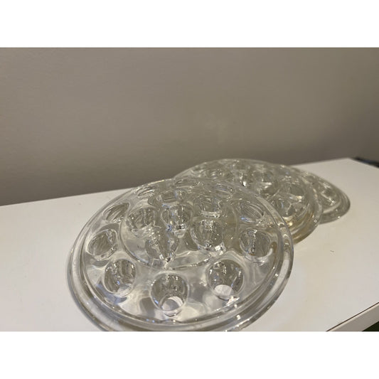 Lot 3 Vintage Clear Glass Flower Frogs 5” 16 Hole Floral Arranging Vase Inserts