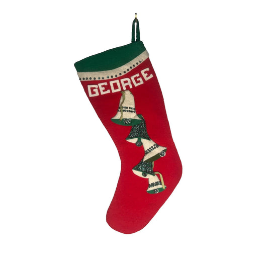Vintage Bucilla Wool Felt Christmas Stocking GEORGE