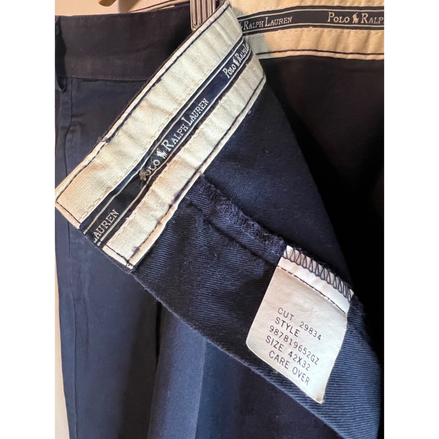 Vintage Polo Ralph Lauren Pleated Chino Twill Blue Andrew Pant Size 42x32 USA
