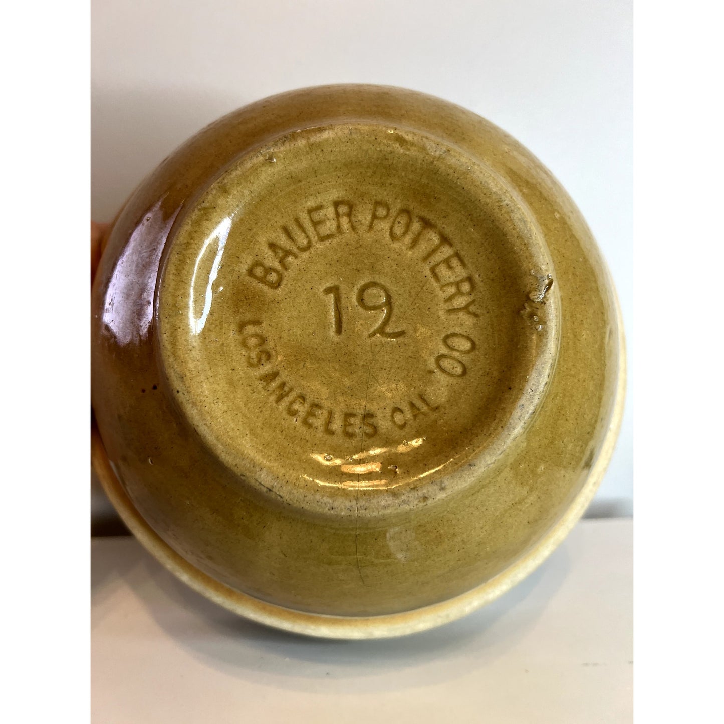 RARE Bauer Pottery Yellow Ware 00 Early Los Angeles Cal 19 Bowl