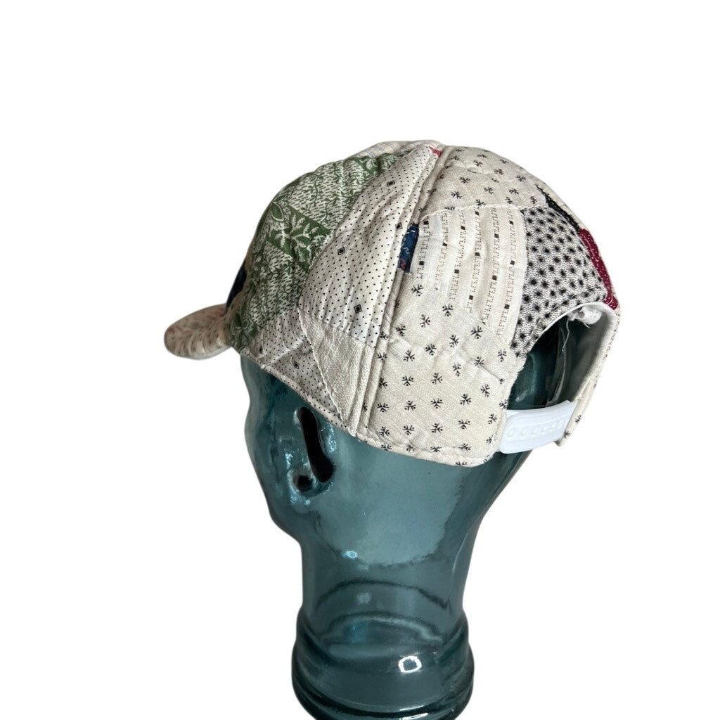 OOAK Vintage Reversible 1910 Indigo Quilt & Irish Linen Snapback Hat