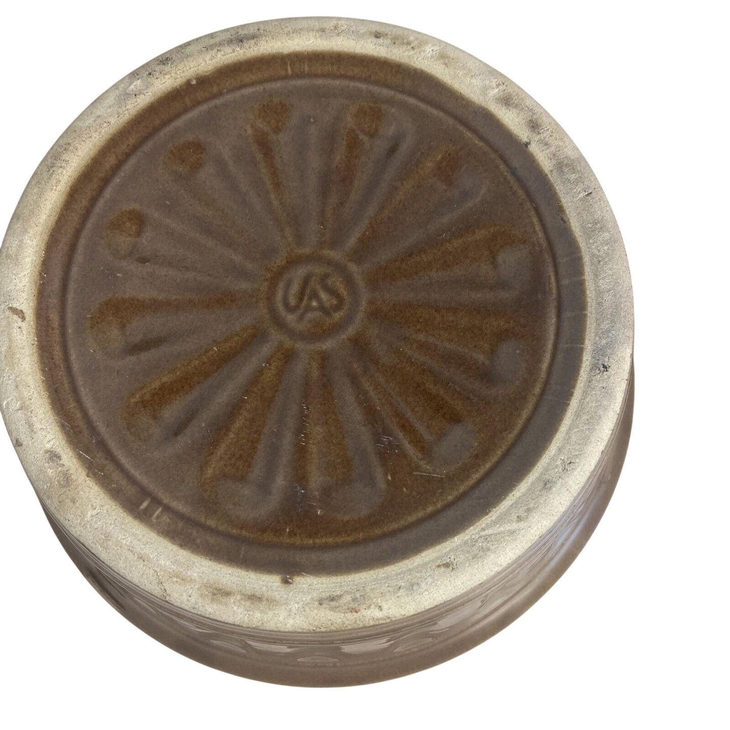 Vintage 2 Qt Brown Glaze Bean Pot Crock Stoneware Dutch Oven marked USA