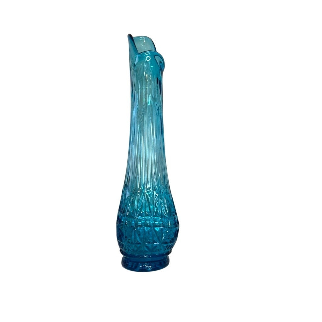 L. E. Smith Swung Vase Peacock Blue 15" Pineapple Thousand Eye