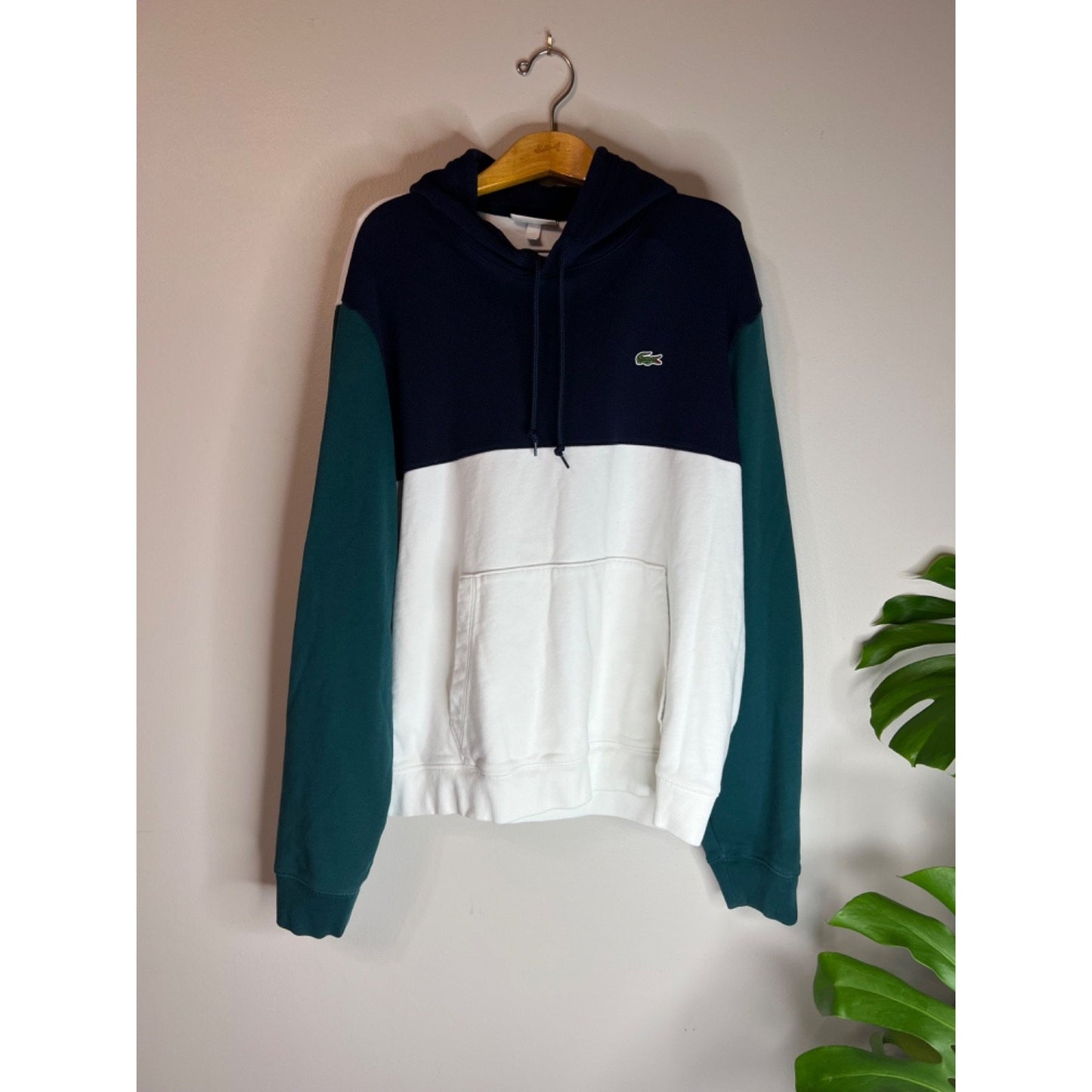 Lacoste Hoodie Sweatshirt Mens XXL Color Block 100% Cotton Classic Fit QUALITY