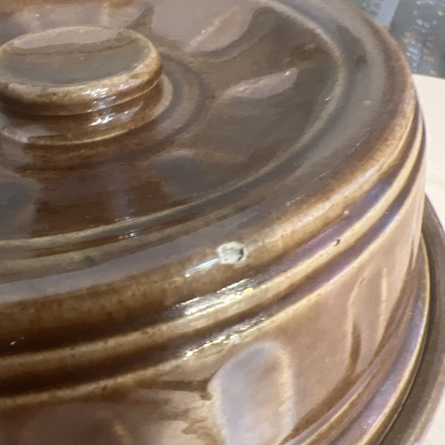 Vintage 2 Qt Brown Glaze Bean Pot Crock Stoneware Dutch Oven marked USA