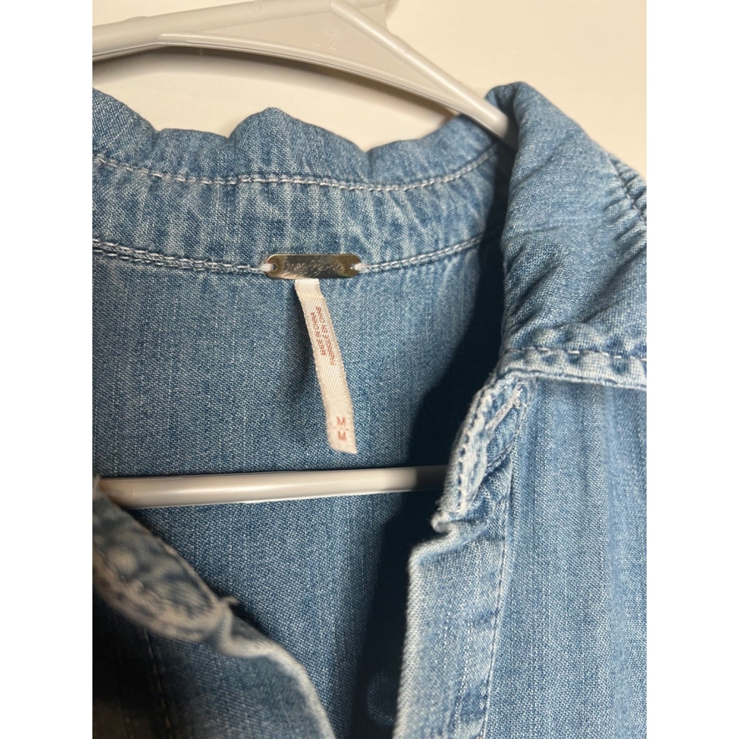 FREE PEOPLE WE THE FREE Marci Cuffed LIGHT Denim Romper SIZE M