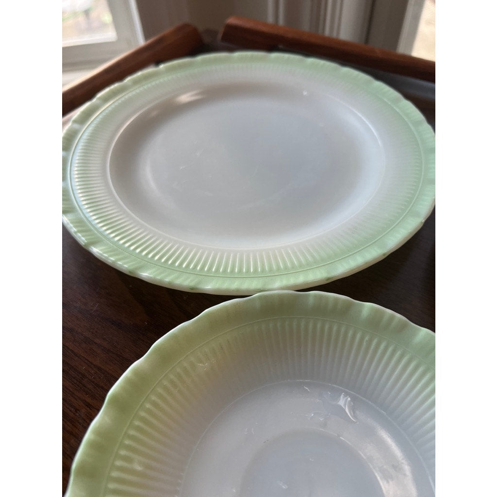 Macbeth Evans Cremax Bordette Vintage Mint Green Place settings RARE