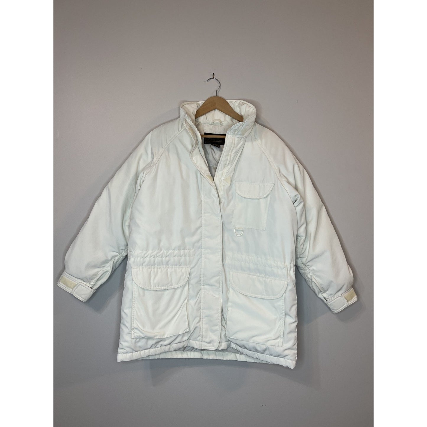 Vintage 80s Eddie Bauer Goose Down Jacket Coat Parka Winter White Large