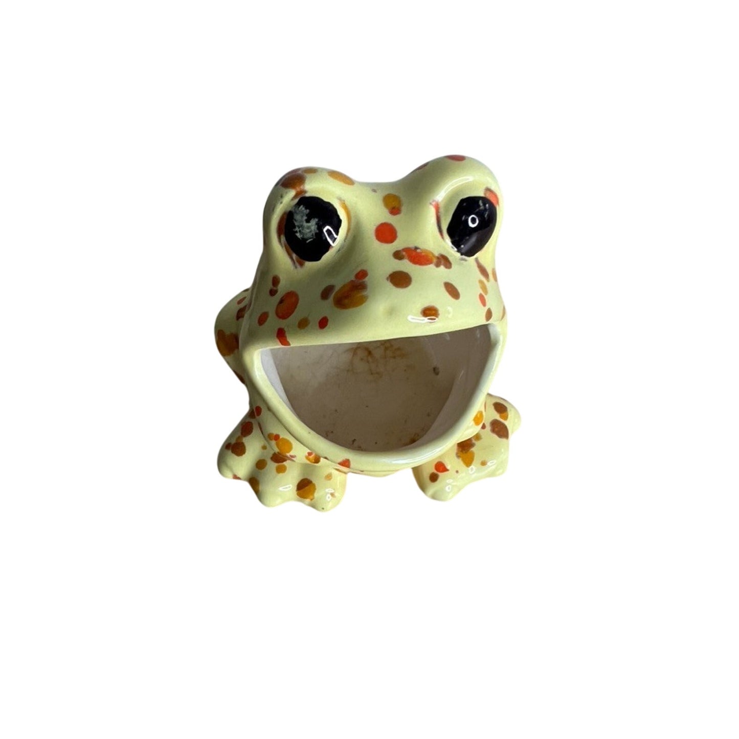 Vintage Lund's Lites Speckled Ceramic Frog Soap Dish Sponge Holder Kitchen