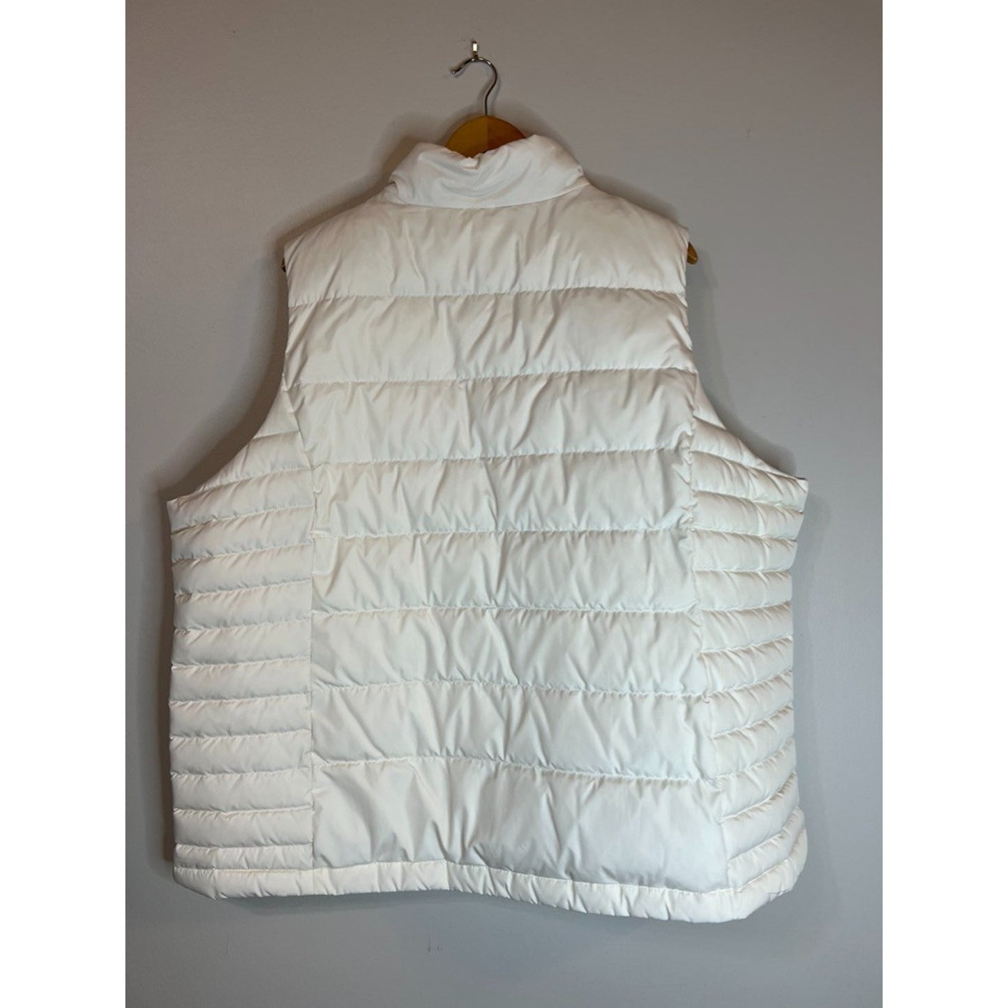 Lands End 3X Vest Puffer Down Fill Zip Up Cream Gorpcore Hiking Outdoors Camping